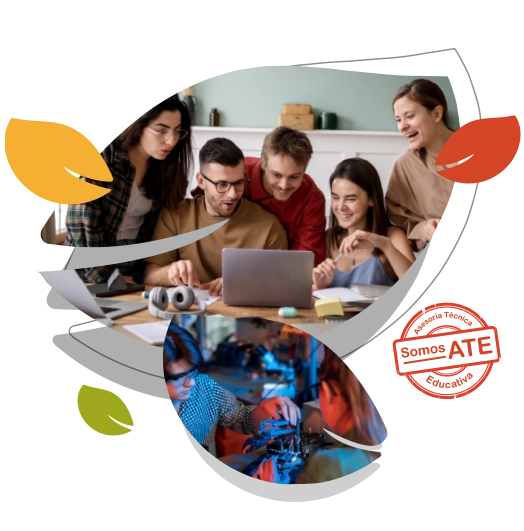 Somos Ate en Foror educativo, personas en un computador revisando nuestros programas de acompañamiento